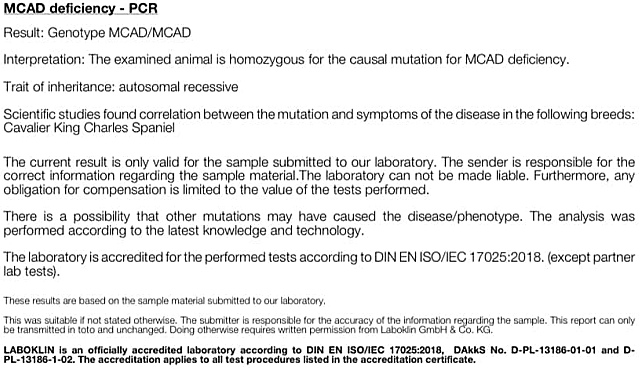 MCADD Test Report